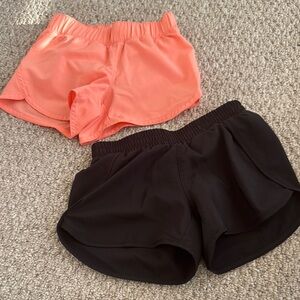 Girls Black and Orange Running Shorts with built in underwear - Size 6/7